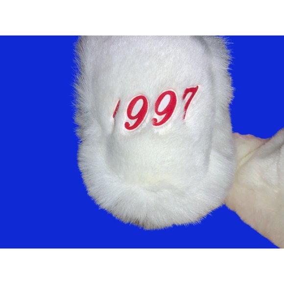 Holiday K-MART Christmas Plush White Teddy Bear 1997 RED Sweater - Picture 10 of 13
